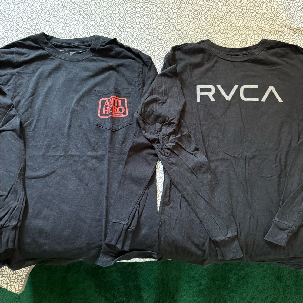 RVCA Black Long Sleeve Shirt and Anti Hero pocket Long sleeve Bundle